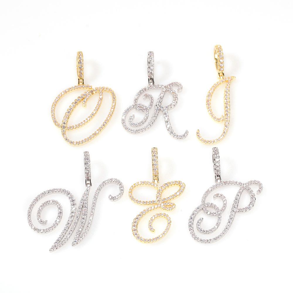 Bling CZ Diamond Cursive Initial Necklace - Capsul