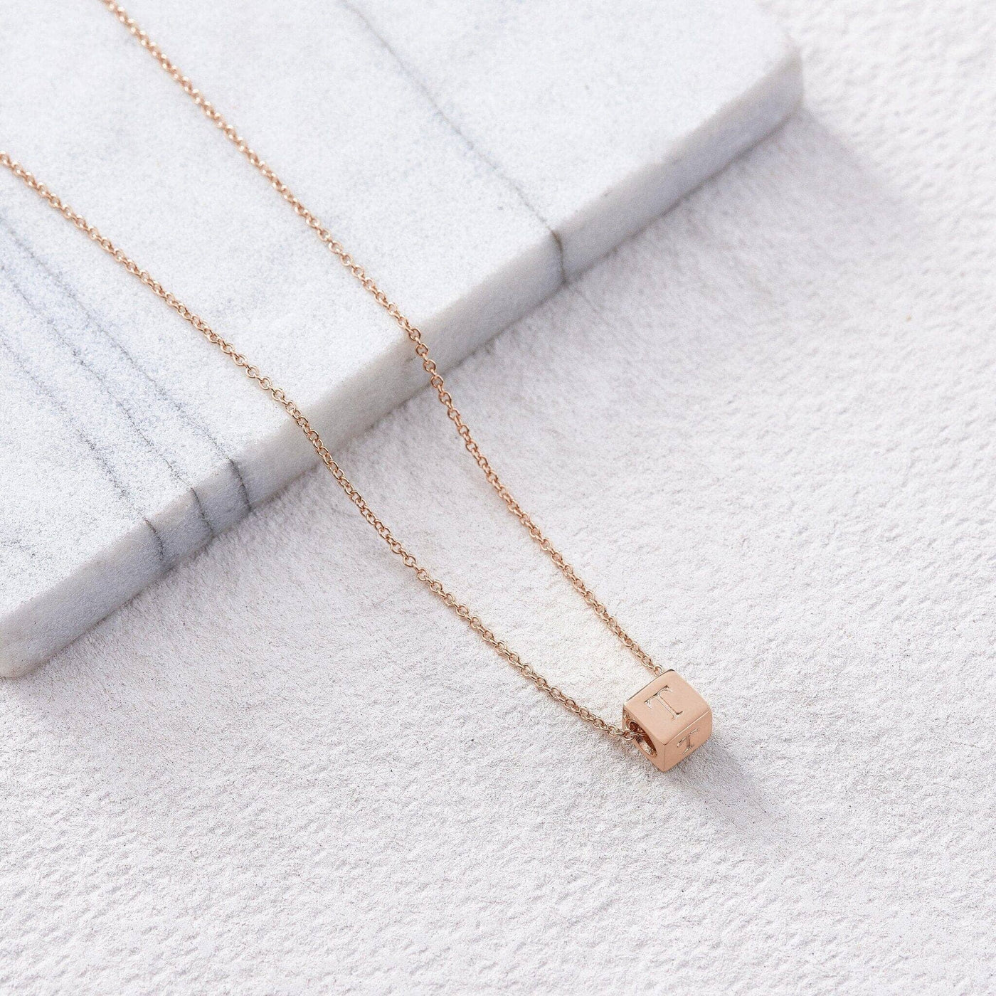 Custom 14k Gold Block Necklace - Capsul