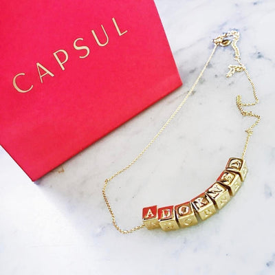 Custom 14k Gold Block Necklace - Capsul