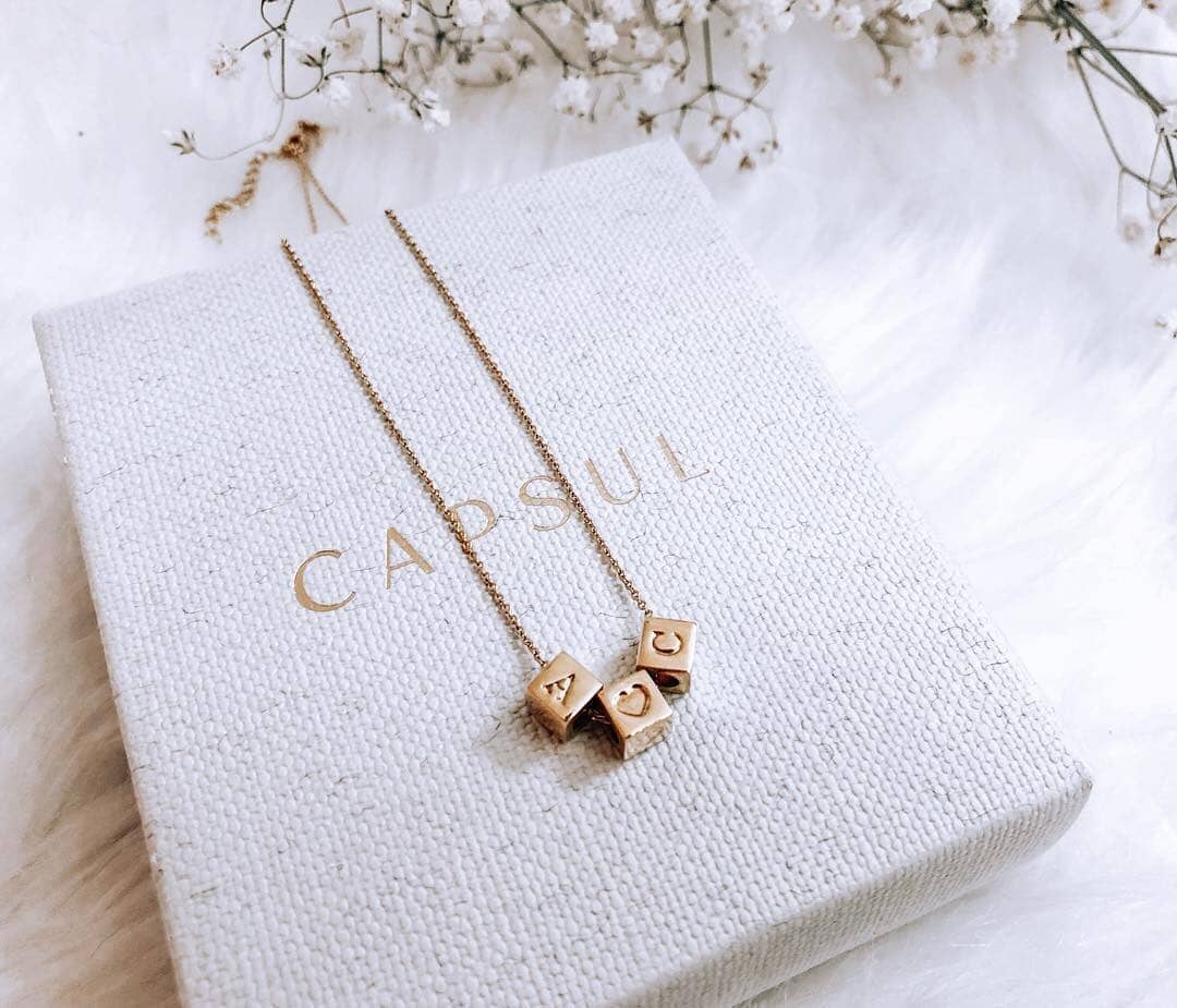 Custom 14k Gold Block Necklace - Capsul