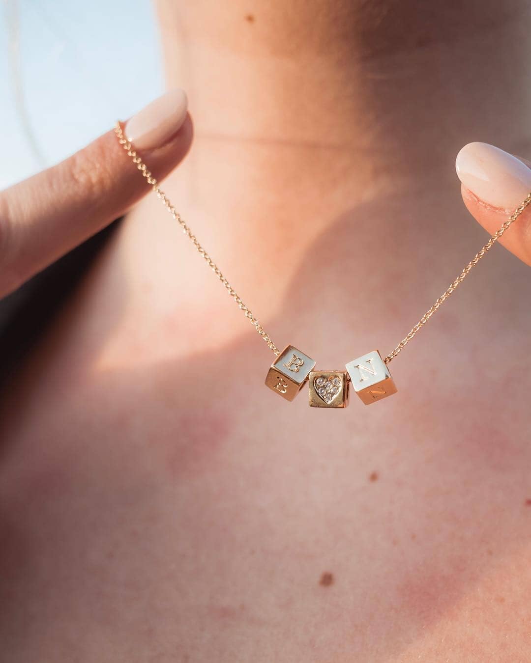 Custom 14k Gold Block Necklace - Capsul