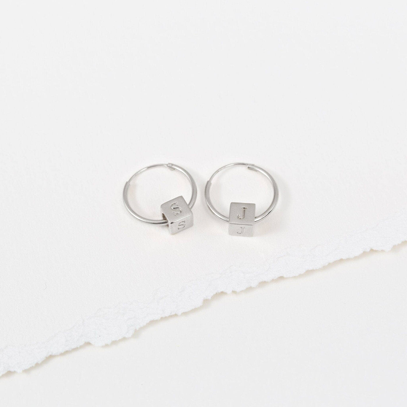 Custom Sterling Silver Block Hoops - Capsul