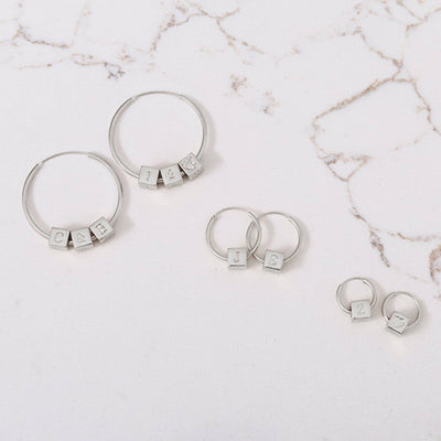 Custom Sterling Silver Block Hoops - Capsul