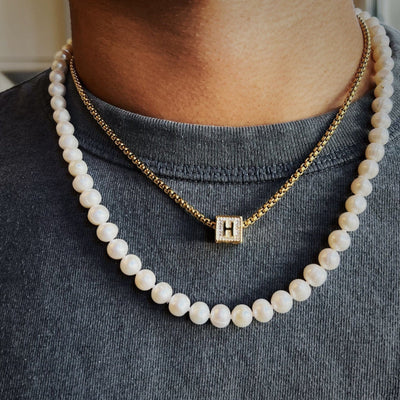 Iced Cube Initial Necklace with 20" - 24" Chain - Capsul