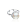 10mm Sterling Silver Diamond and Pearl Cocktail Ring