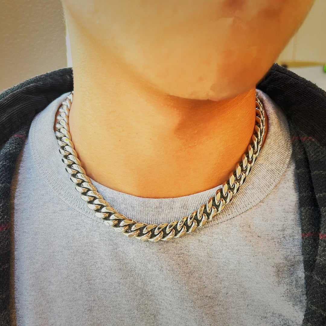 12mm Wide Classic Havana Cuban Chain Necklace