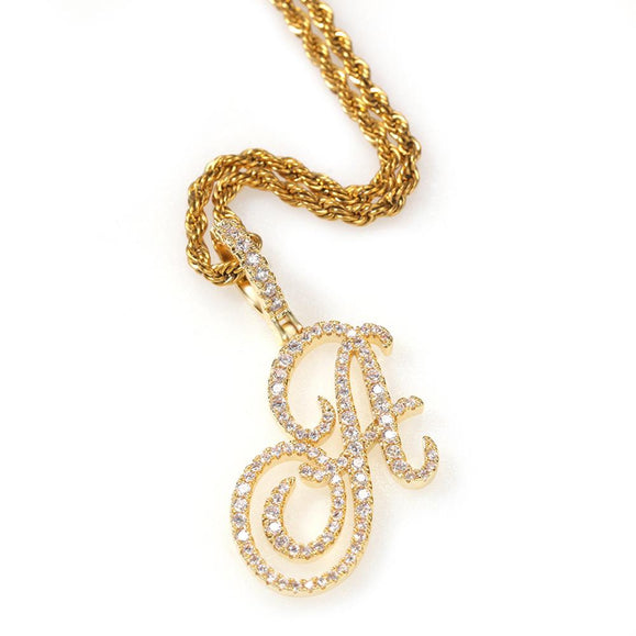 Personalized Diamond Cursive Initial Pendant Necklace 14k Rose Gold -  Walmart.com