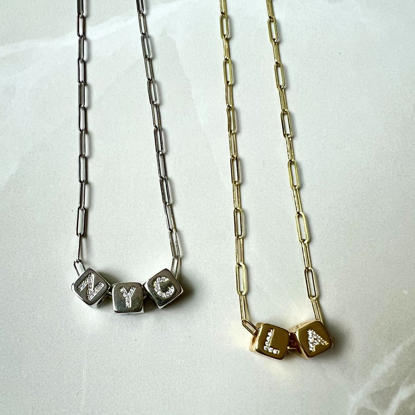 Custom Bling Block Necklace - Capsul