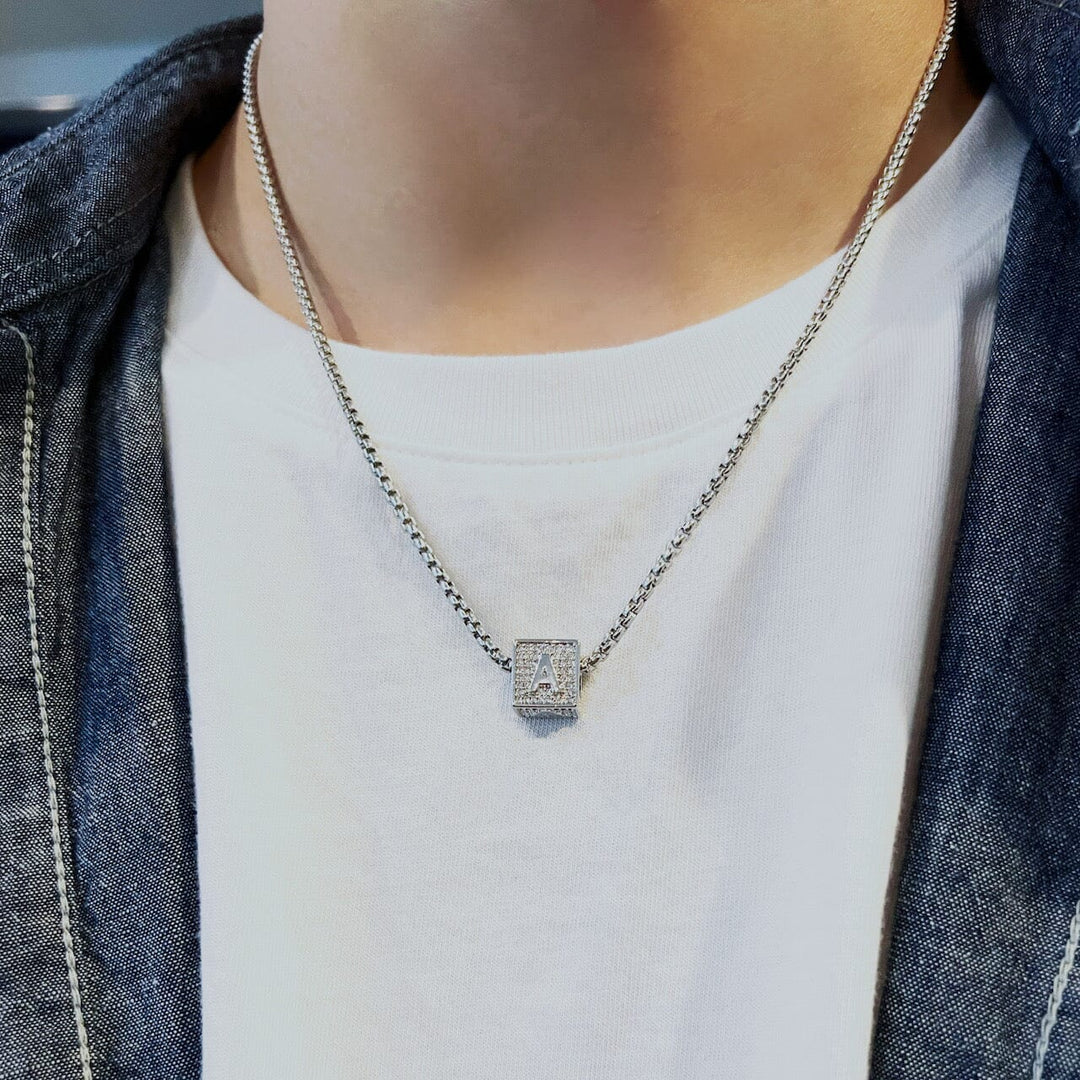 Capsul Iced Cube Initial Necklace Gold W