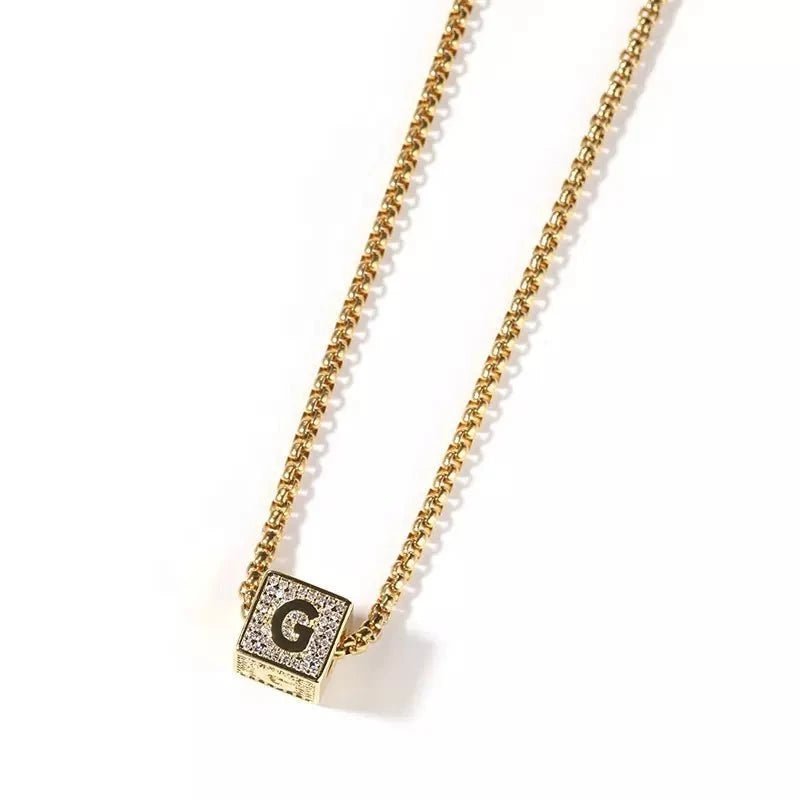 Iced Cube Initial Necklace - Capsul