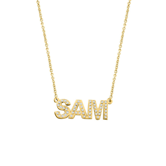 Personalized Pave Name Necklace - 